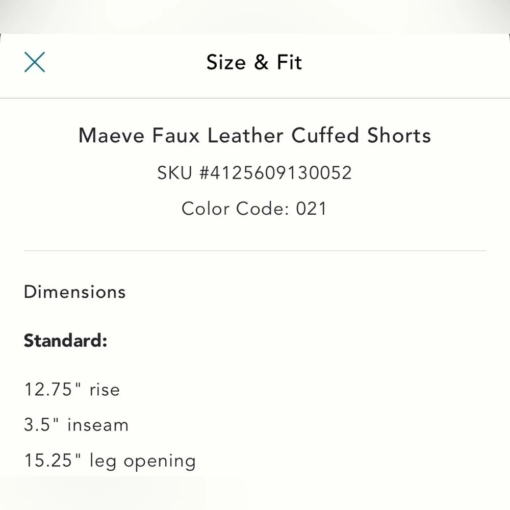 NWT new 12 Anthropologie Maeve faux leather cuffed shorts chocolate brown